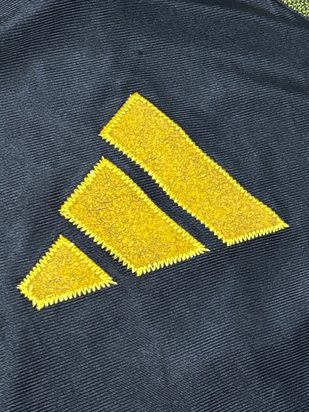 Vintage (S) 90s Adidas Colour-Block 3-Stripe Shirt Jacket Yellow Black Heathered - Picture 14 of 16